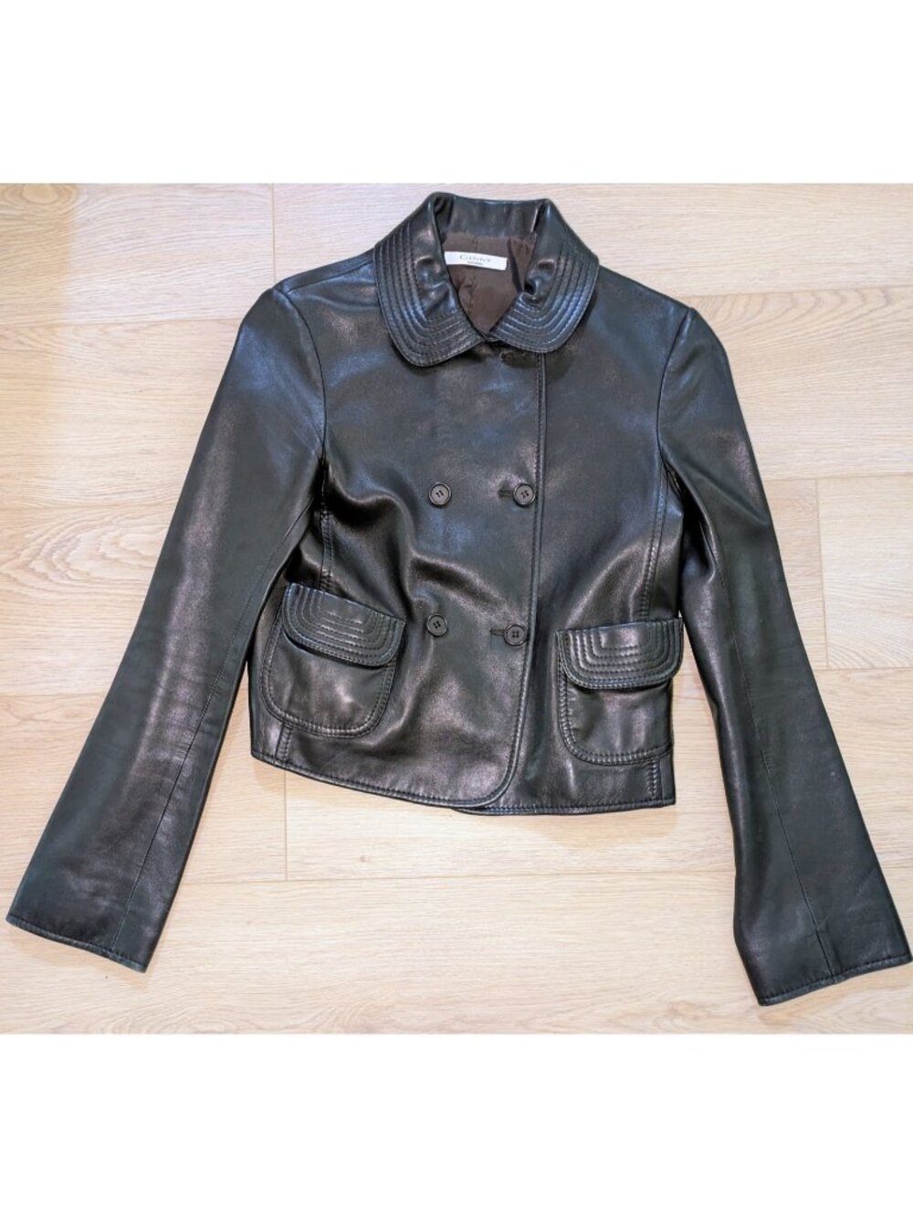 Genny Made In Italy Black Soft Leather Short Jacket Womens Medium 42